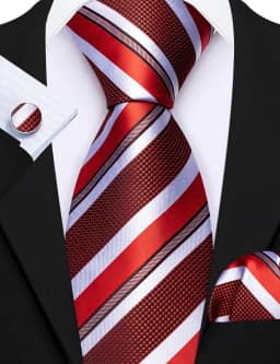 Fashion Diagonal Striped Tie Set for Men Formal Party Business Wedding Necktie Handkerchief Cufflinks 3PCS Suit Accessories