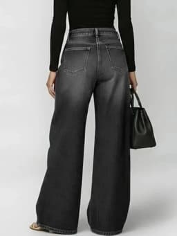 UCXQ Casual Solid Wide Leg Jeans Grommet Button High-Waisted Versatile Clothes 2026 Fashion Tide Summer Women's New 23Z5809