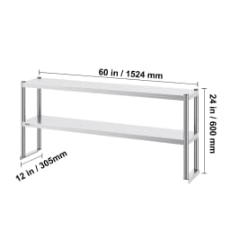 SucceBuy Stainless Steel kitchen worktable Overshelf with Height Adjustable Overshelf Prep Work Table for Kitchen Restaurant