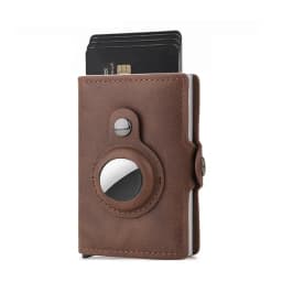 Men Wallet for Apple Airtag RFID Blocking Card Holder  Air Tag Wallet Business Pop Up Slide Cardholder Case with Zip Coin Purse