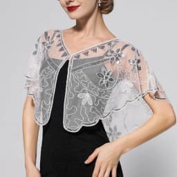 1920s Sequin Flapper Shawl Vintage Thin Breathable Shiny Cape Elegant Style Outside Short Cloak For Women Banquet
