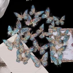 20 Pcs Butterfly Cut Stickers Pack DIY Handmade Adhesive Decorative Sticker for Junk Journal Creative Stationery Supplies