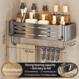 Suction Cup Perforation-Free Space Aluminum Bathroom Storage Shelf Bathroom Triangle Basket Wall Hanger Bathroom Corner Storage