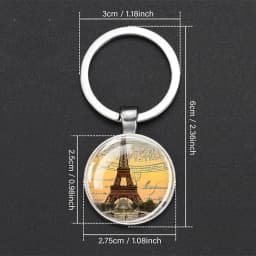 Luminous Eiffel Tower Keychains Two-Side Glass Pendant Key Chain France Paris Eiffel Tower Glow in The Dark Keyring Travel Gifts