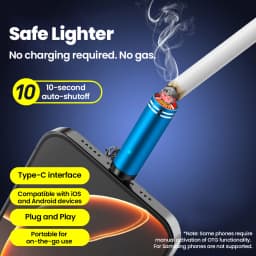 Elough Type C Mini Portable Lighter Air Blast Cigarette Lighter Outdoor Safety Windproof Explosion-Proof Lighter for IPhone15-17