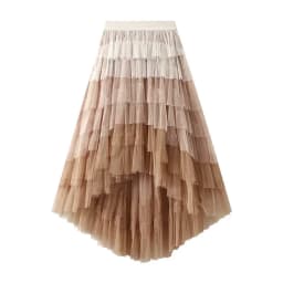 Women's Tulle Skirt Ruffle Multilayer Mesh A Line Tier Tutu Prom Irregular High Waisted Gradient Rainbow TulleLong Skirt 1379