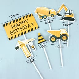 1set Construction Cake Topper Multi Type Excavator Bulldozer Toppers for Boy's Birthday Party Cake Decorations DIY Cake Supply