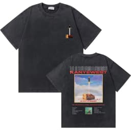 Washed Vintage Rapper Kanye West Graduation Bear Graphic T Shirt Men Pure Cotton T-shirt Men's Hip Hop Fashion Oversized Tshirt