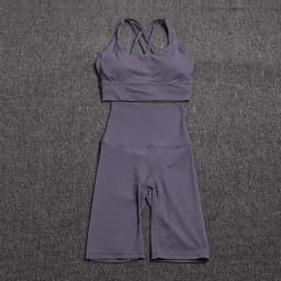 Nylon Yoga Set Gym Two Piece Sets Womens Bra Top Women Cycling Shorts Sport Fitness Sportswear 45 Colors Womens Clothing