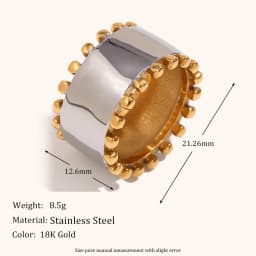 La. Muses Mix Color Round Bead Edge Smooth Stainless Steel Women's Earrings Ring Bracelet Set High-end Design Jewelry Gift
