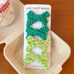 2026 4PCS/Set Kids Hair Clips Gingham Floral Bow Hair Barrettes No Hurt Hair Non Slip Soft Fabric Toddler Girls Accessories Gift
