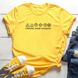 Choose Your Weapon T-shirt Funny DnD Dice Shirt Board Games RPG Gaming Tees Unisex Short Sleeve Tshirt Vintage D&D DM Tops Tee