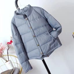 Schinteon Women White Duck Down Jacket Baseball Coat Casual Autumn Winter Short Outwear for Female Fashion