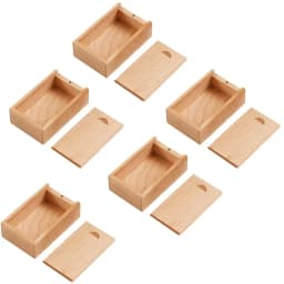5PCS Unfinished Storage Boxs Solid Natural Wooden With Sliding Top For Necklace Ring Gift Blank Box USB Decorative Gift Case Box