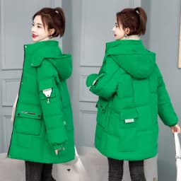 Loose Fit Mid-Length Thickened down Cotton Jacket Women's Korean Style College Windbreaker Autumn Winter Coat Lobeensind