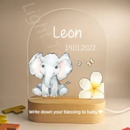 Customized Baby Birth Night Light Personalized Name Animal Bear Bunny Rabbit with USB Lamp for Bedroom Birthday Christmas Gift