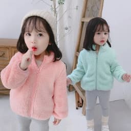 Baby Double Sided Fleece Jacket Spring Autumn Winter Warm Solid Color Versatile Top Inner Outer Wear For Toddler Boys Girls