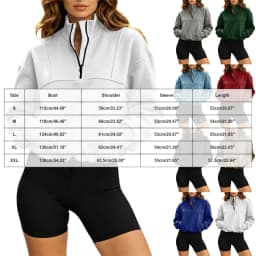 Women Half Zip Cropped Sweatshirt Stand Collar Long Sleeve Drawstring Hem Pullover With Pockets Loose Casual Y2k Cropped Hoodies