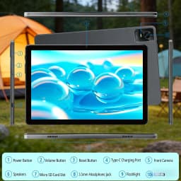 Paitanry 10 Inch Android 15 Tablet PC Octa Core 12GB (6+6GB Expand) RAM 128GB ROM Expand 1TB 6000mAh Battery Dual Band 5GHz WiFi 6 Bluetooth 5.0 5MP+13MP Dual Camera Incell HD Touch Screen Tablet for Study Work Camping Entertainment