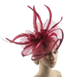 Large Chiffon Fascinators Hat with Feather, Cocktail Tea Party Horse Racing Derby Headwear for Women