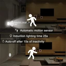 Motion Sensor Puck Lights LED Wireless USB Rechargeable Operated Under Cabinet Lighting on Shelf Display Closet Counter Light