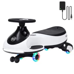 12V Electric Wiggle Car Kids With Pedal, 2 in 1 Rechargeable Ride On Swing Car, LED Wheels, Music, Touchscreen, 2 Speeds