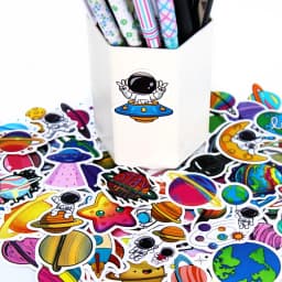 10/100Pcs Cute Stickers Pack Kawaii Space Planet Aesthetic Stationery Supplies Office School Scrapbooking Supplies Korean Paper