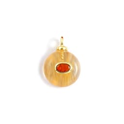 1 Piece Cubic Zirconia & Natural Stone Geometric Charms Round 18K Gold Plated Pendants For DIY Necklace Bracelet Jewelry Making