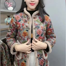 Thickened Fleece Winter New Style Women's Cotton Jacket Floral Warm Fashionable Coat Lady's Winter Outerwear Cotton Padded Coat