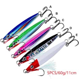 5Pcs 3D Eyes Metal Jig Lure 10g 15g 20g 30g 40g 60g Bionic Bait Saltwater Shore Casting Fishing Lure Fishing Tackle Quality Hook