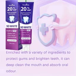 Teeth Whitening Purple Toothpaste, 20% Hydroxyapatite, Contains Menthol, Deep Cleaning for Brighter Teeth, Fresh Breath & Gum Health, Basic Oral Care, Suitable for Everyone, An Essential Travel Item, It Is the Ideal Gift for Men and Women