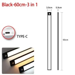 LED Motion Sensor Light Under Counter Lighting Wireless USB Rechargeable Kitchen Night Lights Magnetic 3-Colors Bedroom Lighting