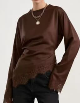 Casual Lace Patchwork Lace-up Tops Women's Slim Belted Waist-cinching Round Neck Pullovers 2026 New Ladies Spring Solid Shirt