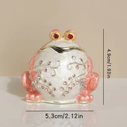 1pc Hand Painted Hinged Frog Trinket Jewelry Box Crystal Jeweled Small Cute Frog Animal Figurines Collectible