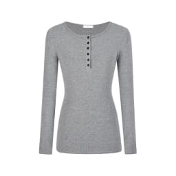Women's Solid Plain Half Button Front Ribbed Tee Simple Fashion Pullover Top Casual Slim Fit Long Sleeve Round Neck T-Shirt 2026