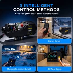 SH B2 2KW 12V/24V Diesel Heater LCD MZ Remote Bluetooth Low Noise Automatic Start Diesel Air Heater for RV Truck Camper Van