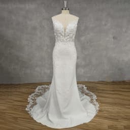 Elegant Mermaid Wedding Dress Spaghetti Straps Deep V Neck Lace Appliques Backless Buttons Chapel Train Satin Bridal Gown Custom