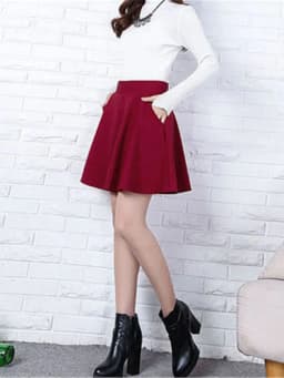 Skirts Women Size M-3XL Pleated Solid Pocket Elastic Waist Middle Skirt Trendy All-match Office Lady Skin-friendly Elegant