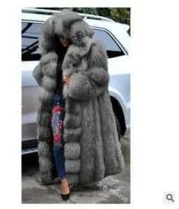 Women Solid Plush Warm Cardigan Coat Autumn Winter Faux Fur Large Coat Women's Casual Long Sleeve Hooded Faux Fur Coat
