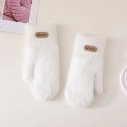 Imitation Mink Velvet Women Winter Keep Warm Double Layer Thickened Knitted Gloves Cute Lovely Sweety Soft Mittens