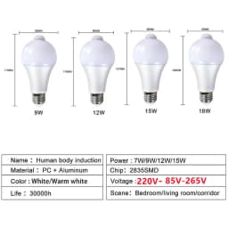 220V 110V LED E27 PIR Motion Sensor Lamp 12W 15W 18W LED Bulb with Motion Sensor Infrared Radiation Motion Detector Night Light