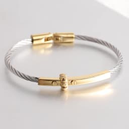Trendy Braided Wire Bracelet with Metal Bar Accent - Durable Magnetic Lock Jewelry for Men & Women