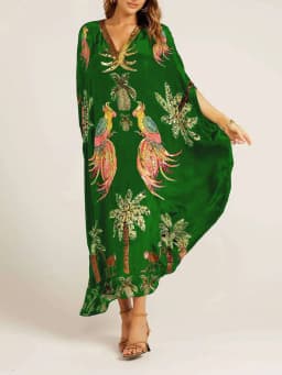 New Spring V-neck Vestidos A-line Dress Fashion Animal Pattern Printed Loose Dress Retro Women's Dress Vetement Femme