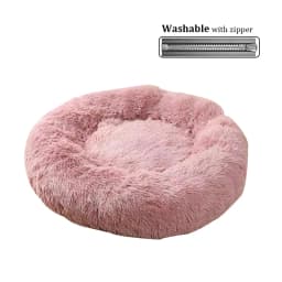 Washable Soft Long Plush Dog Bed with Zipper Cat Bed Small Medium Large Dog Round Thickened Kennel Cat Bed Blanket Couch for Dog