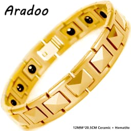 ARADOO Premium Ceramic Titanium Steel Bracelet for Men Women with Hematite Magnetic Therapy Wristband Jewelry Gifts