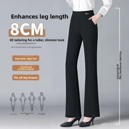 High Waist Fce Lined Thi Wide Leg Pants Casual Straight Cut Long Trousers Autumn Winter New Sle Faion Ladies Pants