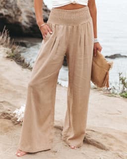 Women's Wide-leg Pants Solid Color Cotton and Linen Loose Trousers Basic Korean Style High Street Casual Pants for Female