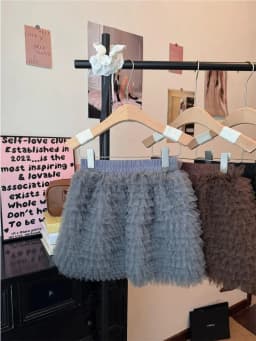 Korean Style Pure Color Heavy Work Layered Mesh Cake Skirt Women's Autumn Winter Small Audience Half Skirt Anti Aging Hot Gir...
