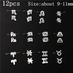 12 Zodiac Beads Charms Matte Black Onyx Constellation Beads Cylinder Pendant For DIY Making Jewelry Findings Bracelets Neckalces