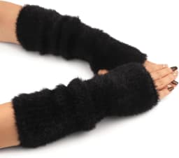Botvotee Fall Winter Women Arm Warmers Mink-Like Velvet Fingerless Gloves Y2K Wrist Warmers